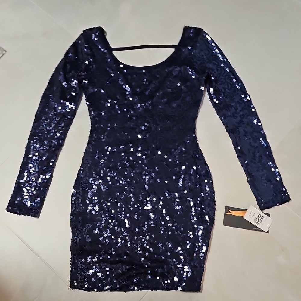 Ruby Rox Blue Long Sleeve Bodycon Dress